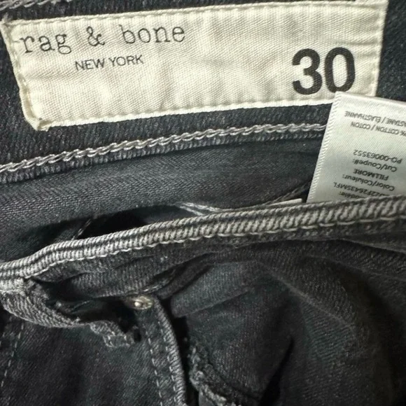 Rag & Bone Dre low rise Charcoal Straight Leg Slim Boyfriend size 30 denim Jeans - Picture 6 of 7